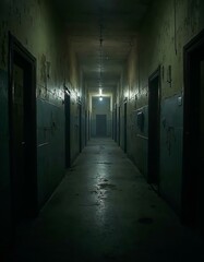 Dark Hospital Corridor: Creepy and Eerie Scene