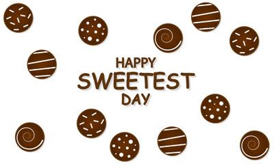 Sweetest day happy chocolate candies, vector art illustration.