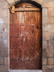 old wooden door of a historical building