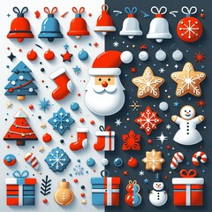 Christmas Set in Flat Style