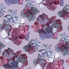 Seamless vector pattern of elegant purple violets