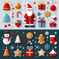 Christmas Set in Flat Style
