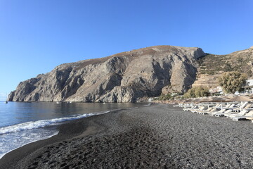 Kamari beach in Santorini, Cyclades island, Greece