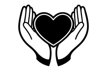 Hands holding heart line and solid icon. Charity and love shape in palms symbol, line art, Relationship sign for mobile concept and web design. Vector graphics