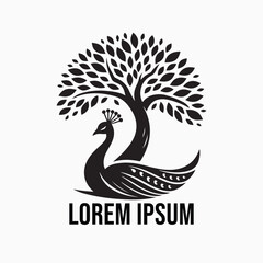 Peacock Silhouette Vector Art Illustration Design