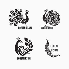 Peacock Silhouette Vector Art Illustration Design