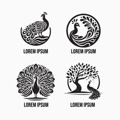 Peacock Silhouette Vector Art Illustration Design