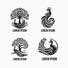 Peacock Silhouette Vector Art Illustration Design