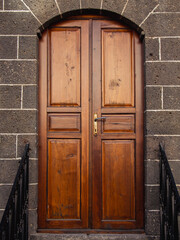 old wooden door of a historical building