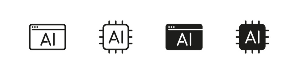 Artificial Intelligence Vector Icons. Icons for AI and technology concepts
