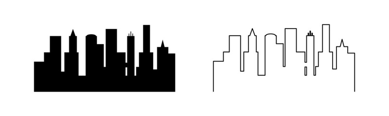 Cityscape Flat Vector Set. 
Flat cityscapes featuring buildings and urban structures
