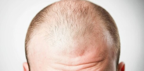 Fototapeta premium A close-up of a man experiencing hair thinning, showcasing confident expression amidst a minimalistic background