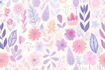 Fototapeta premium A colorful floral pattern with purple and yellow flowers