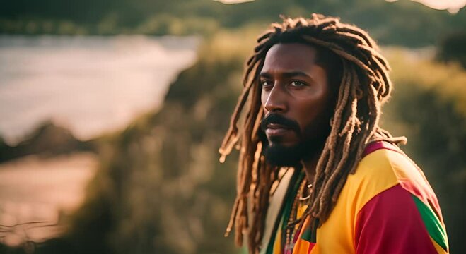 Rastafarian man with dreadlocks.