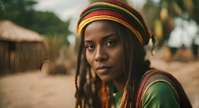 Rastafarian woman with dreadlocks.