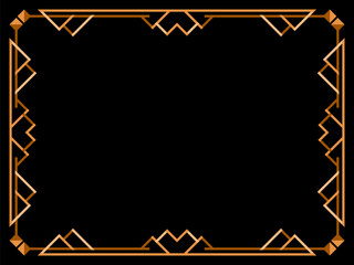 Art deco frame. Vintage linear border. Geometric gold frame in line art style. Design a template for invitations, leaflets and greeting cards. Vector illustration