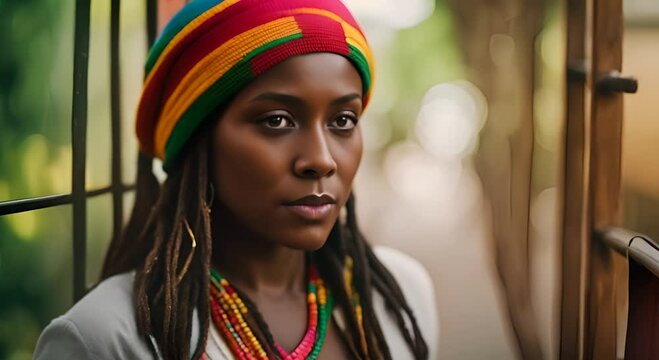 Rastafarian woman with dreadlocks.