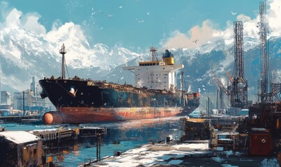 Fototapeta premium Cargo ship wharf