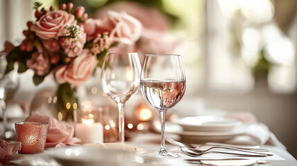 wedding table setting, white, pink, spring