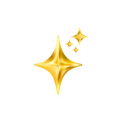 Gold star emoji icon. Glittering sparkle magic element.