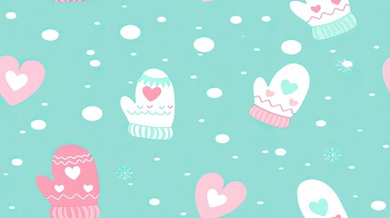 Cute cartoon pattern with gloves