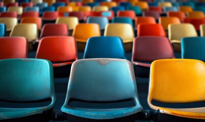 Naklejka premium Empty row of chairs in stadium