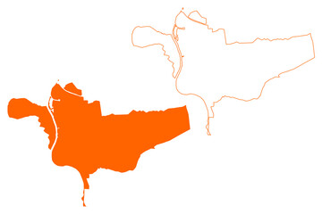 Zutphen city and municipality (Kingdom of the Netherlands, Holland, Gelderland or Guelders province) map vector illustration, scribble sketch Zutphen map