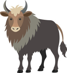 Vector Illustration of a Yak, Wildlife Conservation Graphic, Educational Material,
 Children's Book Illustration, Animal Kingdom Learning Tool