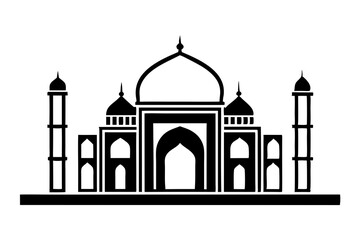 Mosque icon logo vector. Moslem islamic mosque line outline logo isolated