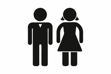 Male and female toilet icons silhouette black vector art illustration
