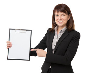 Businesswoman with clipboard