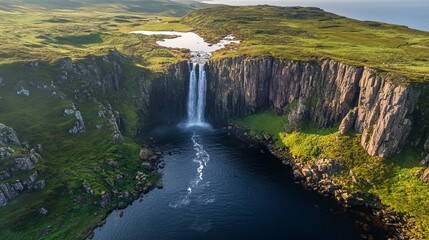 Aerial view of Assaranca Waterfall, a stunning hidden gem in Donegal near Maghera Beach and Caves, a must-see for tourists.