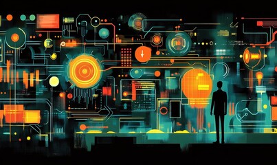 Obraz premium Big data connectivity, illustration