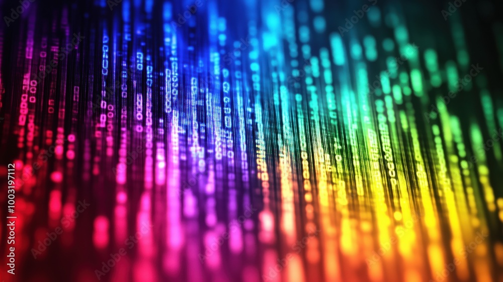 Poster colorful binary code digital background