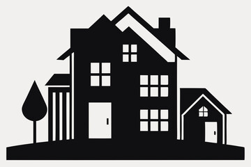 Real estate single apartment silhouette black Vector art illustration