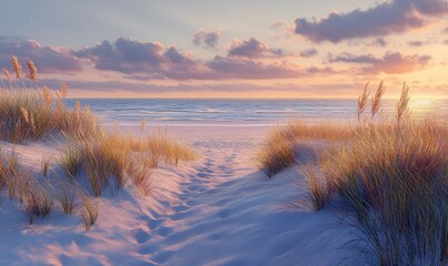 Fototapeta premium Dune beach at sunset