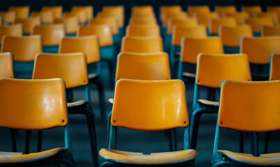 Empty row of chairs in stadium