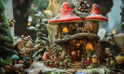Fototapeta premium Enchanted forest holiday decor whimsical and magical accents to inspire holiday joy