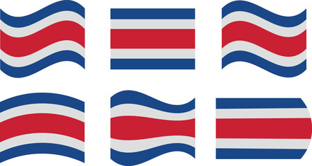 Set of 6 flags of costa rica