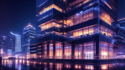 Fototapeta premium office building at night