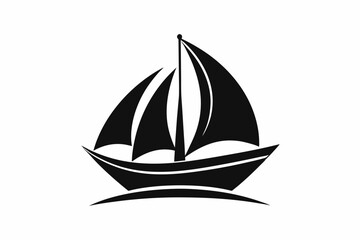 Sailboat icon, boat logo silhouette black color vector art illustration