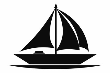 Sailboat icon, boat logo silhouette black color vector art illustration