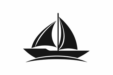 Sailboat icon, boat logo silhouette black color vector art illustration