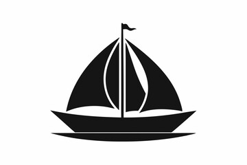 Sailboat icon, boat logo silhouette black color vector art illustration