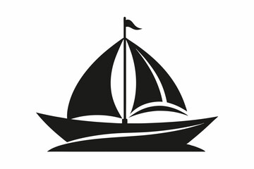 Sailboat icon, boat logo silhouette black color vector art illustration