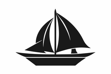 Sailboat icon, boat logo silhouette black color vector art illustration