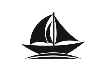 Sailboat icon, boat logo silhouette black color vector art illustration