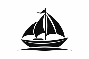 Sailboat icon, boat logo silhouette black color vector art illustration