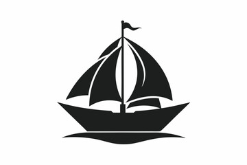 Sailboat icon, boat logo silhouette black color vector art illustration