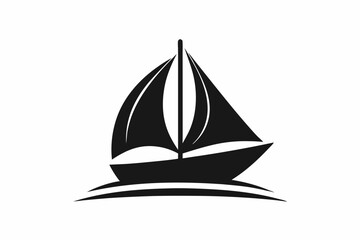 Sailboat icon, boat logo silhouette black color vector art illustration